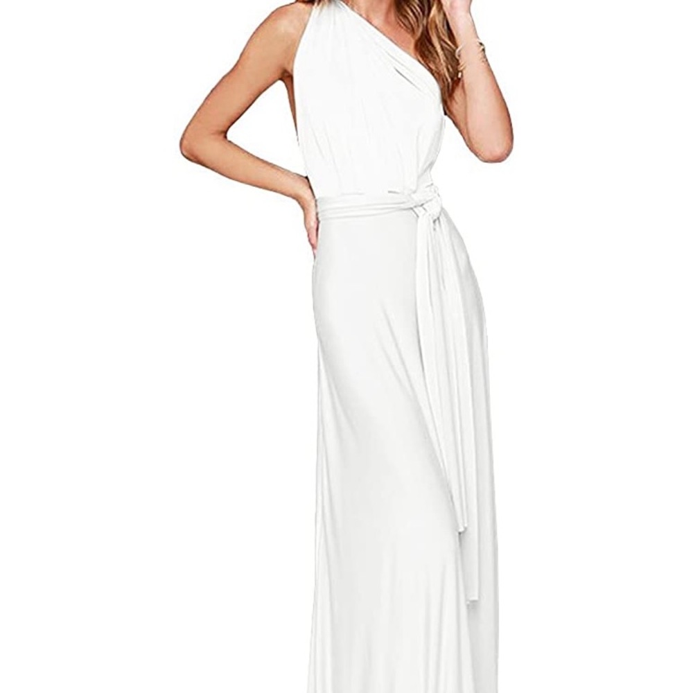 White One Shoulder Silk-feel Cocktail Dress